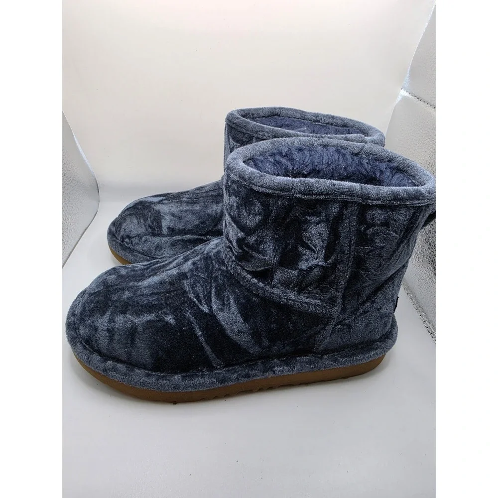 UGG Classic Mini Blue Crushed Velvet Boots Kids Size 13